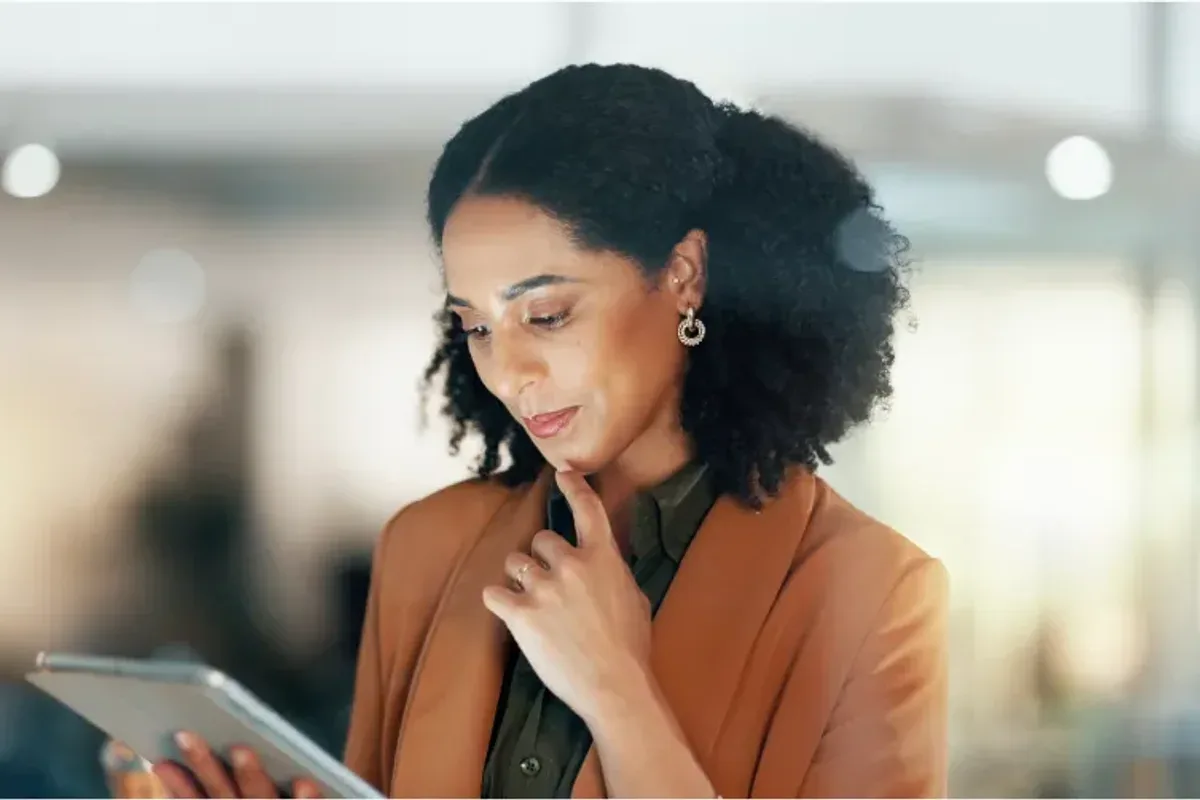 Business professional working on a tablet